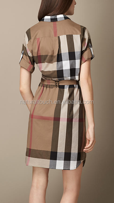 夏2016到着の綿の格子縞のチェックの最新のフォーマルドレスのパターンの女性のドレスのモデルnt6593ヴィンテージ仕入れ・メーカー・工場