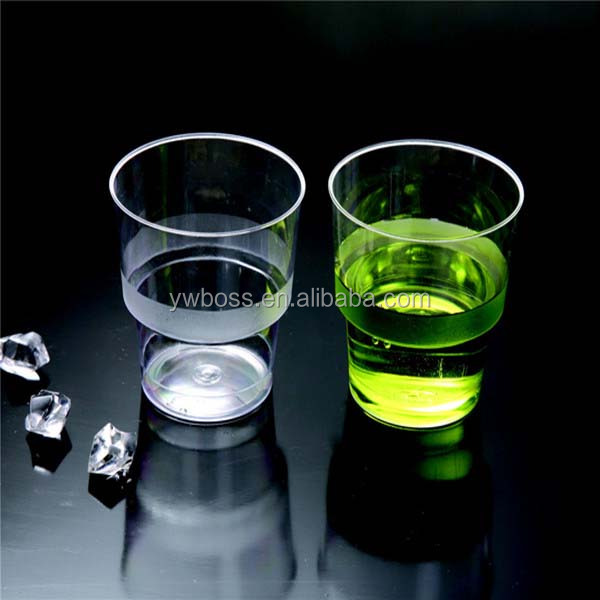 Transparent clear and colored disposable plastic champagne glass biodegradable