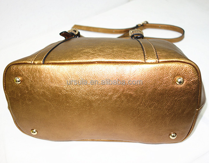 ゴールド光沢のあるpuのためのライトゴールドss2015継手すべての女性のための小さなトートバッグトートバッグ仕入れ・メーカー・工場