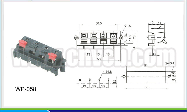 Zf16wp-058高品質オーディオ用端子台やスピーカwpプッシュターミナル仕入れ・メーカー・工場