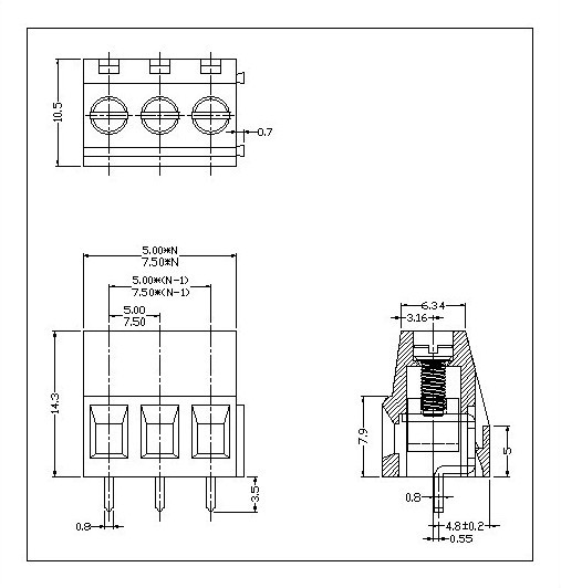 ストレートを持つ天使pitch5.0/7.5ミリメートルpcb付きネジ端子台、 kf128v( h: 14.3)仕入れ・メーカー・工場