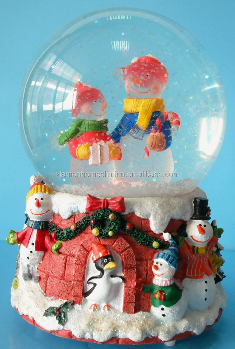 鮮やかなクリスマスまでクリスマス雪音楽の雪だるまの光ガラス玉仕入れ・メーカー・工場