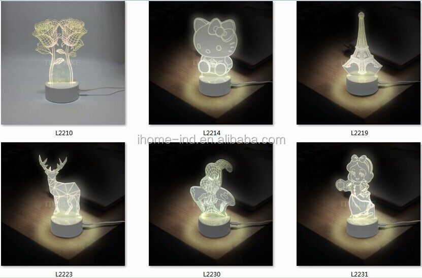 ダイヤモンドリング3dイリュージョンナイトライトusb ledランププラスチックベーステーブルライトホームデコレーションクリエイティブギフト仕入れ・メーカー・工場