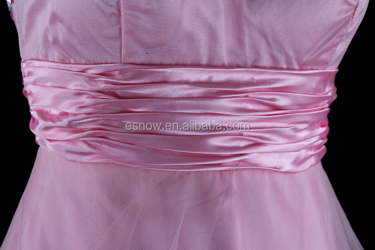 2016卸売素敵な女の子花嫁介添人背中の開いたビーズマーメイドピンクカラーイブニングドレス仕入れ・メーカー・工場