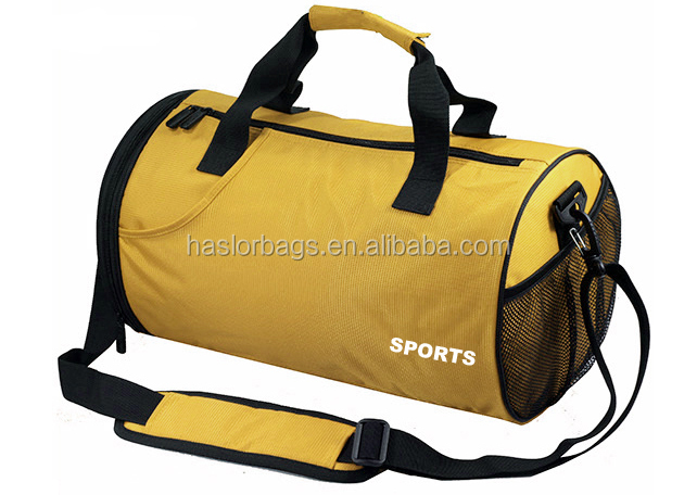 Cylinder shape sports bag with shoe compartment