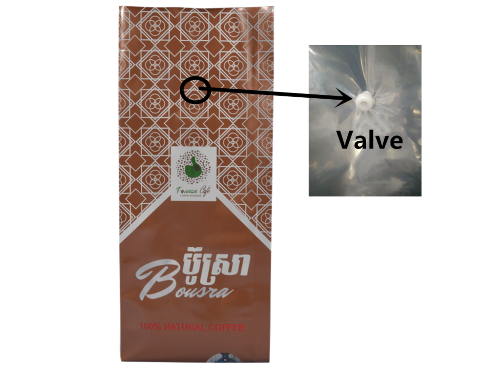 side gusset bag with valve