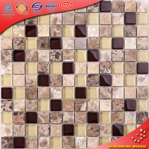 HYJ02 Amarillo y marrón de vidrio cristal azulejo de mosaico de piedra