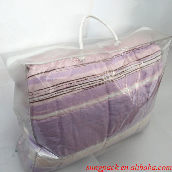 High Quality Vinyl Pvc Bedding Bag With Zipper Shoulder Carry Handles