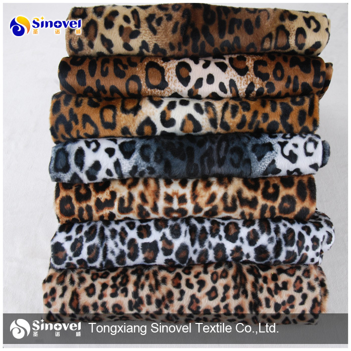 Polyester Animal Skin Print Velboa Textile Fabric Leopard Print