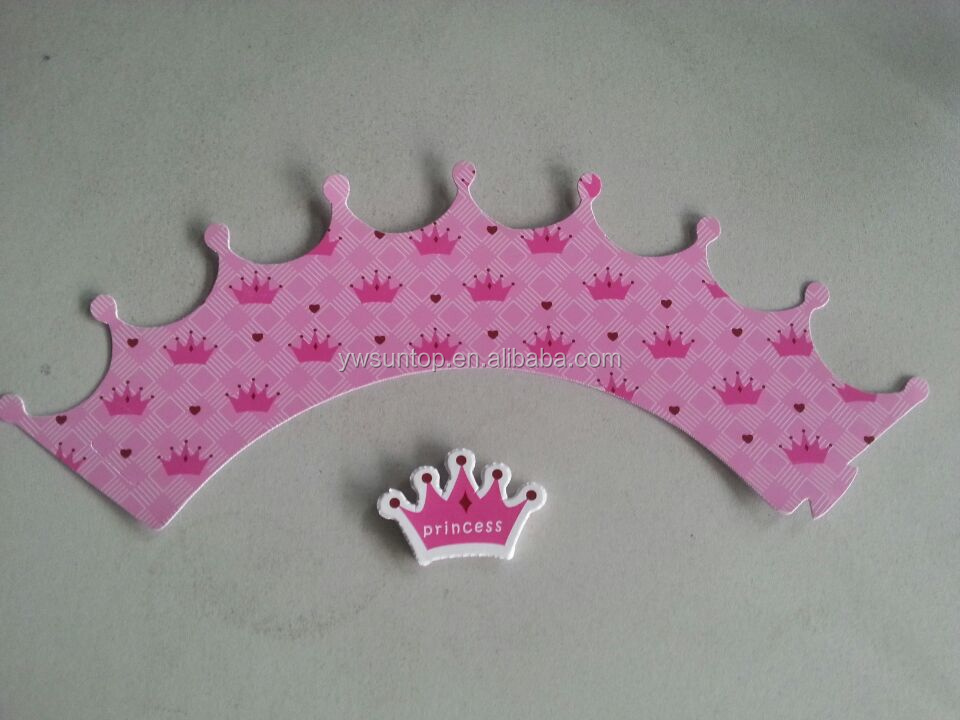 Pink Princess Crown Paper Cupcake Wrapper & Toppers Picks Girl Party