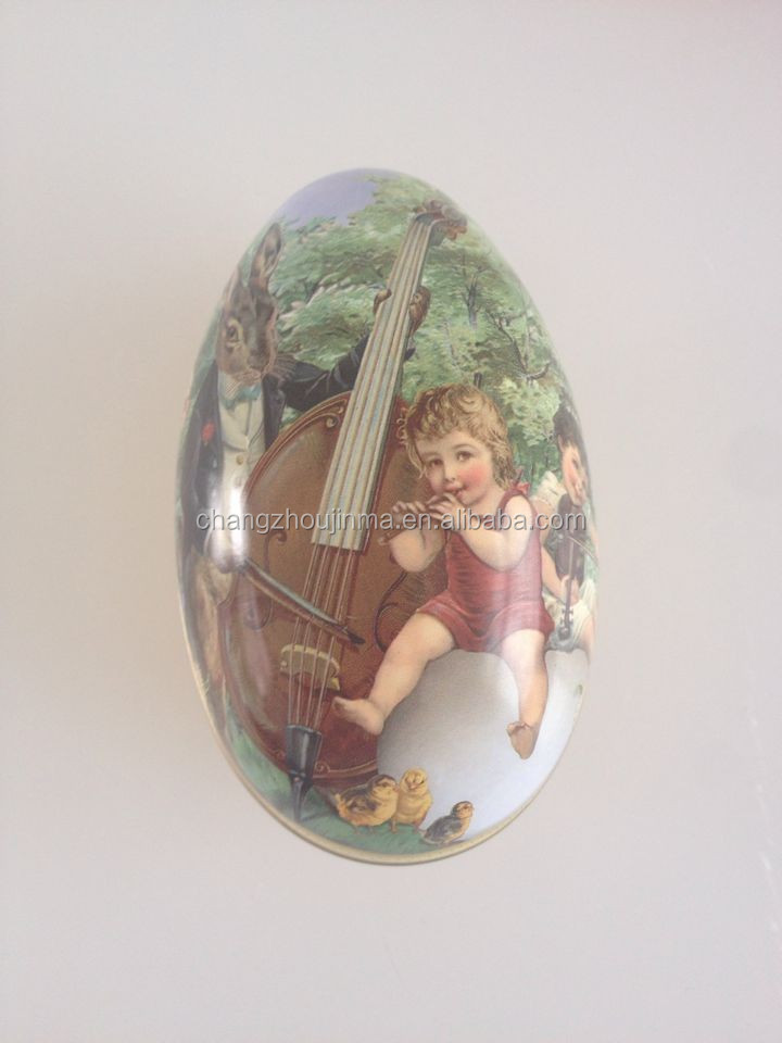 Egg shape tin box(egg tin can) for decorative promotional items metal