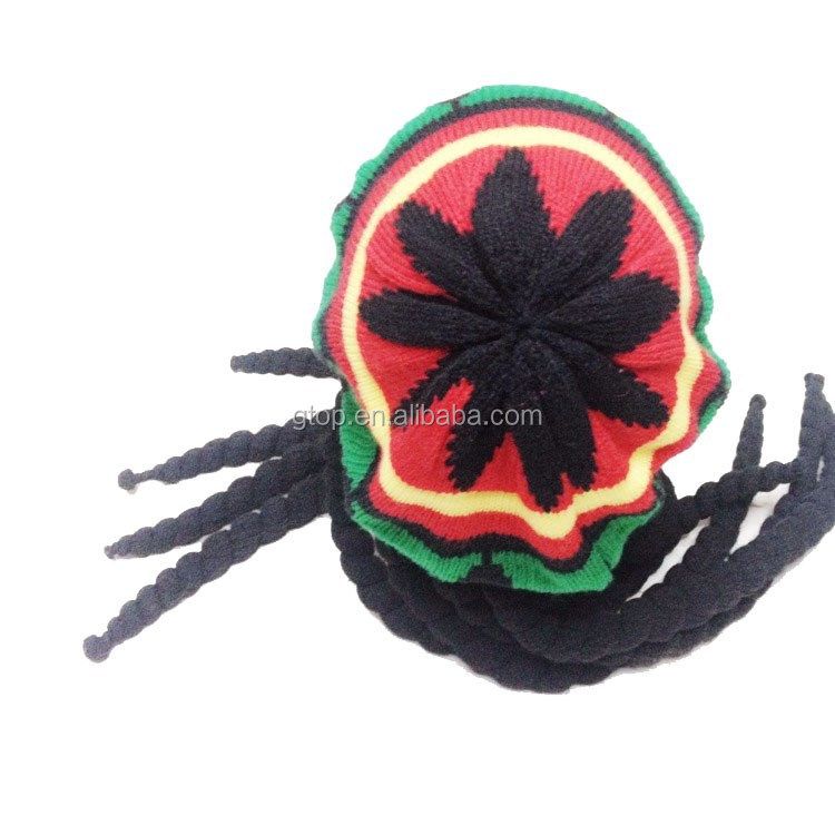 Rasta Dredlock Reggae Knitted Cap Jamaican Bob Marley ...