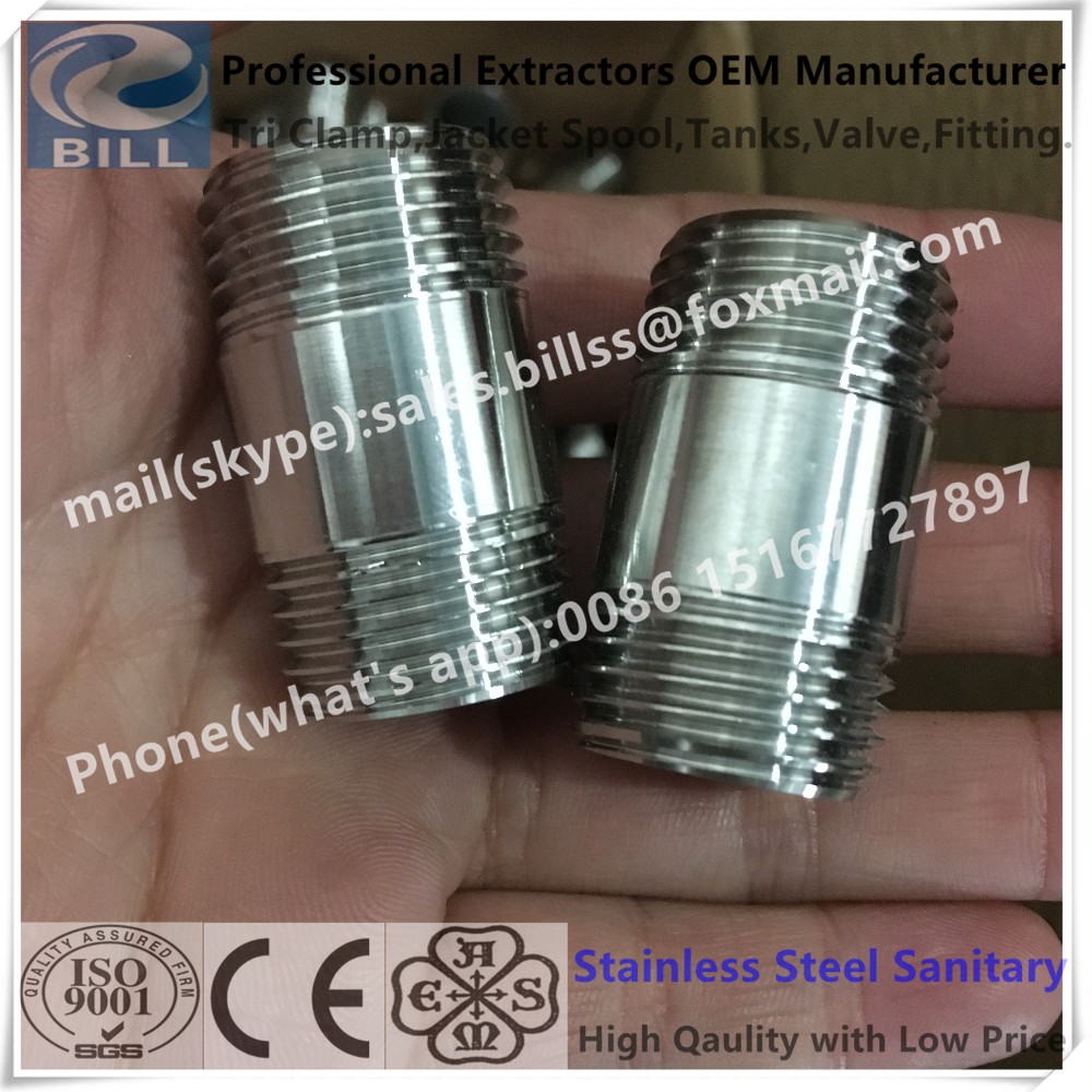 stainless steel bsp/bspt/bspp/npt barrel nipple by cnc machine