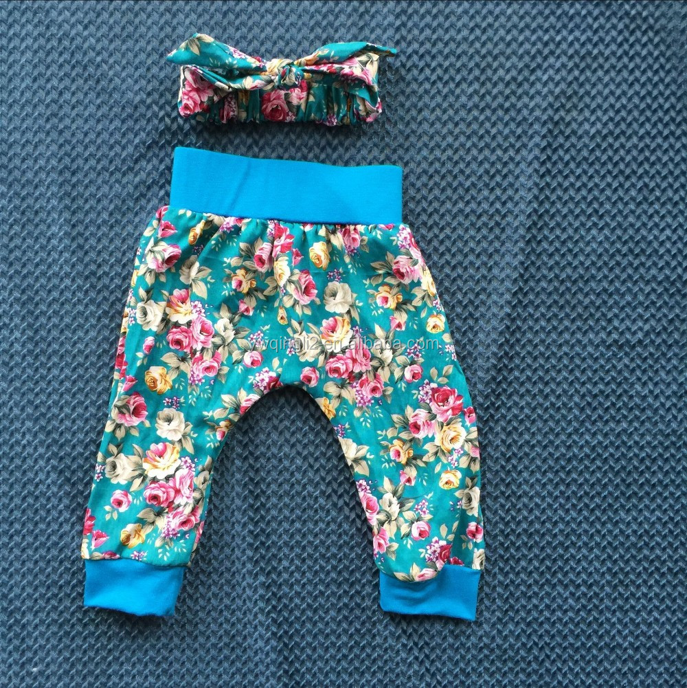 LY-049 ファッション ヒョウ花プリント新しい赤ちゃん ハーレム パンツ セット マッチング ちょう結び カチューシャ女の子服仕入れ・メーカー・工場