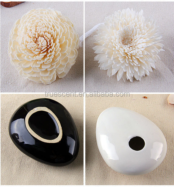 Decoractive不ブラック& ホワイトフラットセラミックボトルセットソラディフューザflowerts- fd50問屋・仕入れ・卸・卸売り