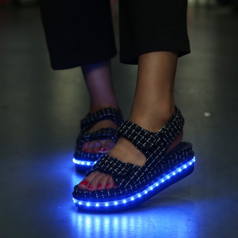 ホット販売ledレディサンダルライト靴でusb充電ファッションledライトアップサンダル靴仕入れ・メーカー・工場