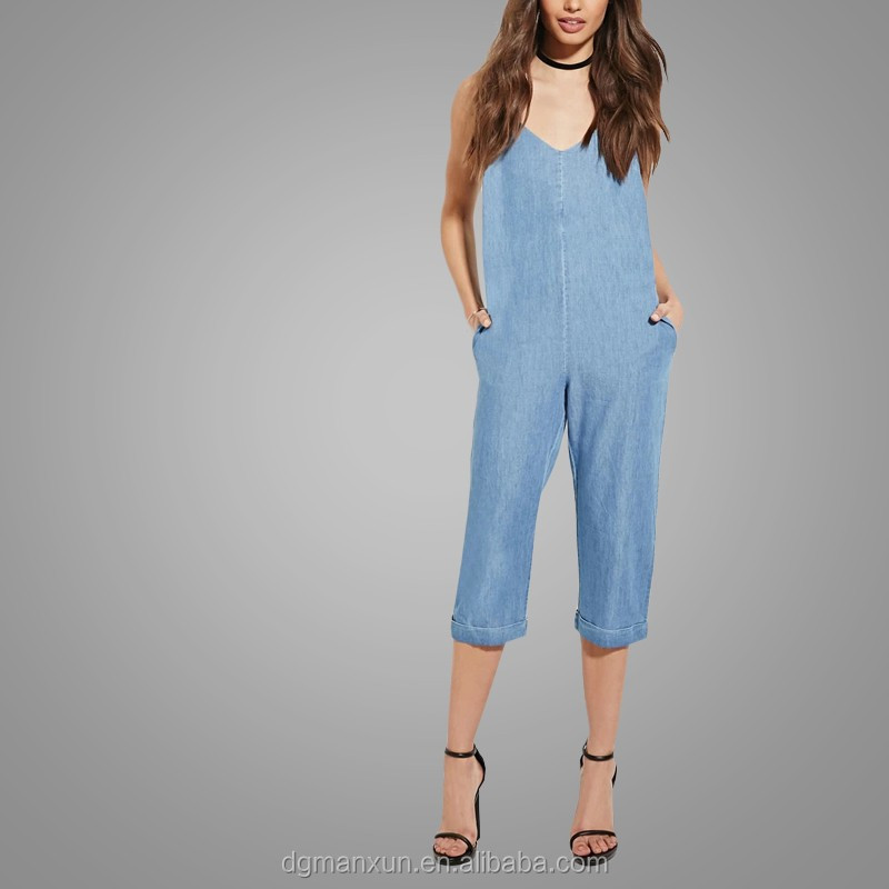 Custom Made Cami Jumpsuit Jeans Casual Loose Chambray Jumpsuit 2016 New Fashion Apparel (3).jpg
