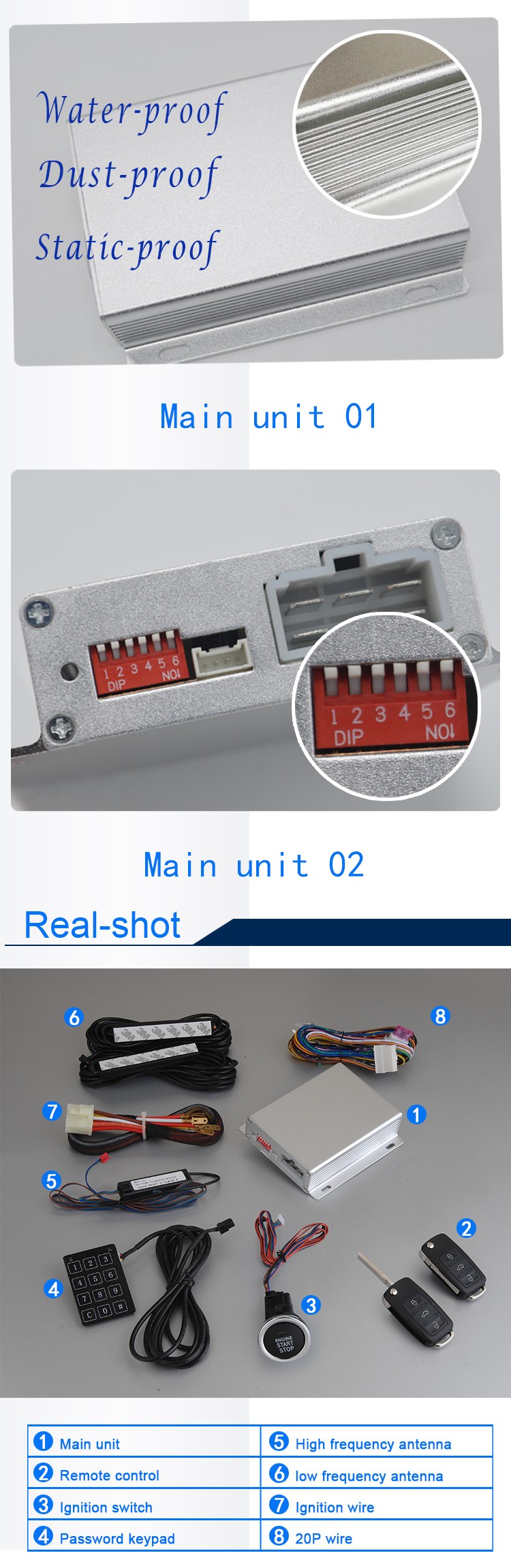 Universal Rolling Code Pke Car Alarm Auto Lock Unlock