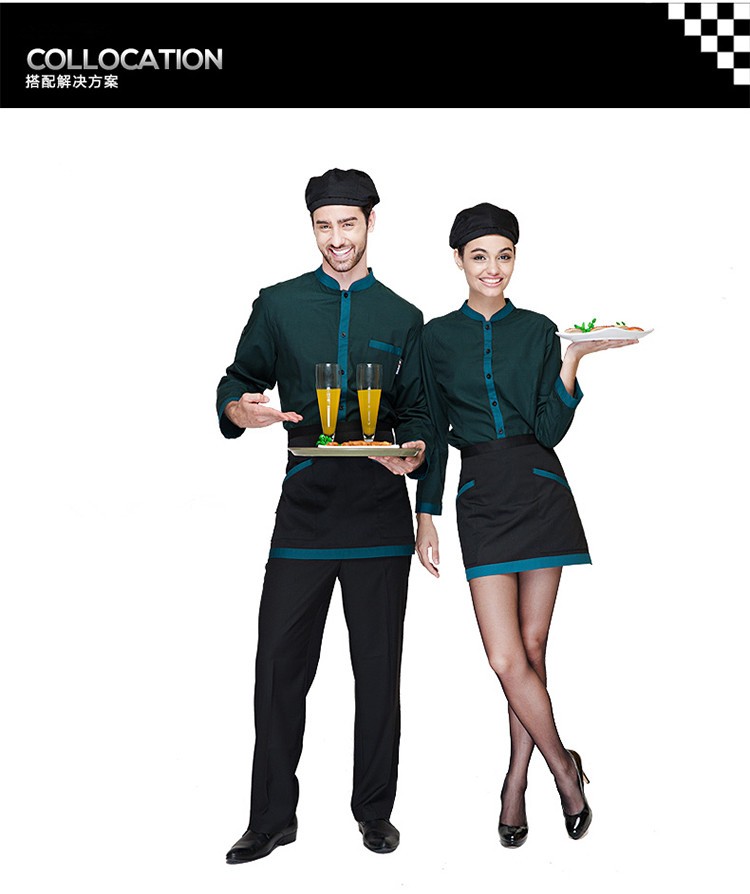 Juqian 2016カスタム安いユニセックスホテルとレストラン制服用ウェイターやウェイトレスの制服仕入れ・メーカー・工場