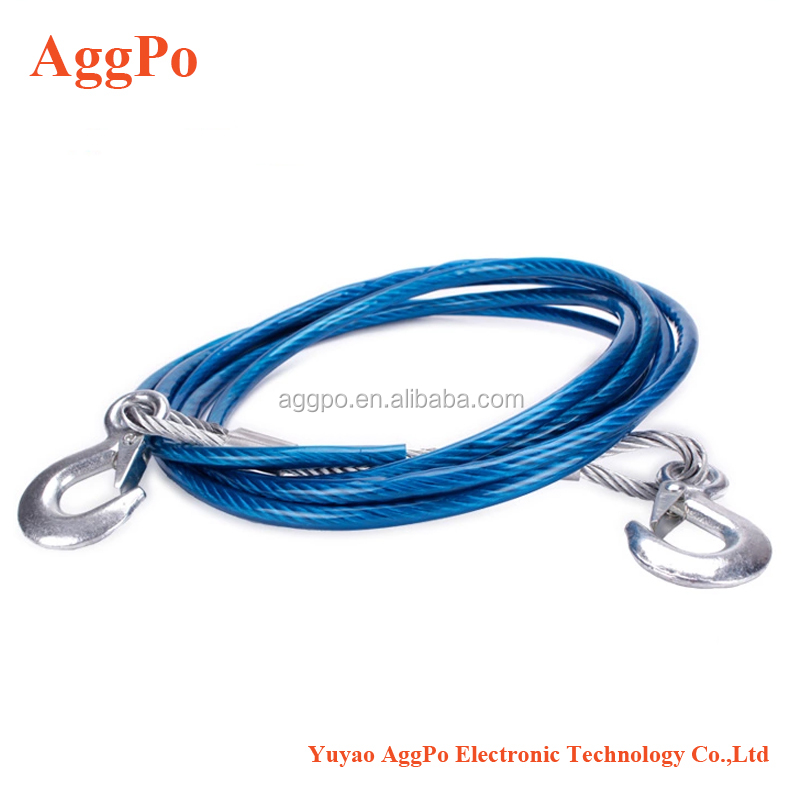 4 M 5 Tons Steel Wire Tow Cable Tow Strap Towing Rope with Hooks - China Tow  Strap, Car Emergency