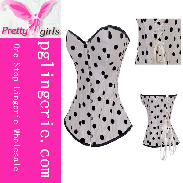 m1849a Sexy Satin Polka Dot Corset Bustier,Bustier Strap Gothic,5XL Plus Size Women.jpg