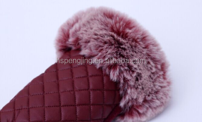 動物の皮手袋ウサギの毛皮付き/warmful冬の手袋仕入れ・メーカー・工場