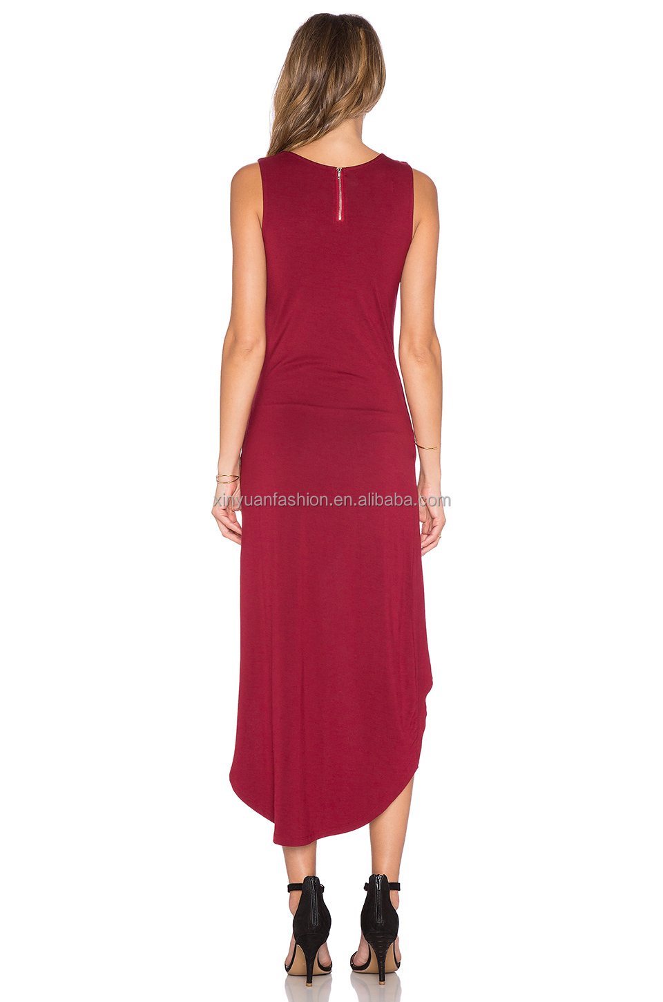 100％モーダルシンプルな赤い2015新しい到着の夏の女性のドレス仕入れ・メーカー・工場