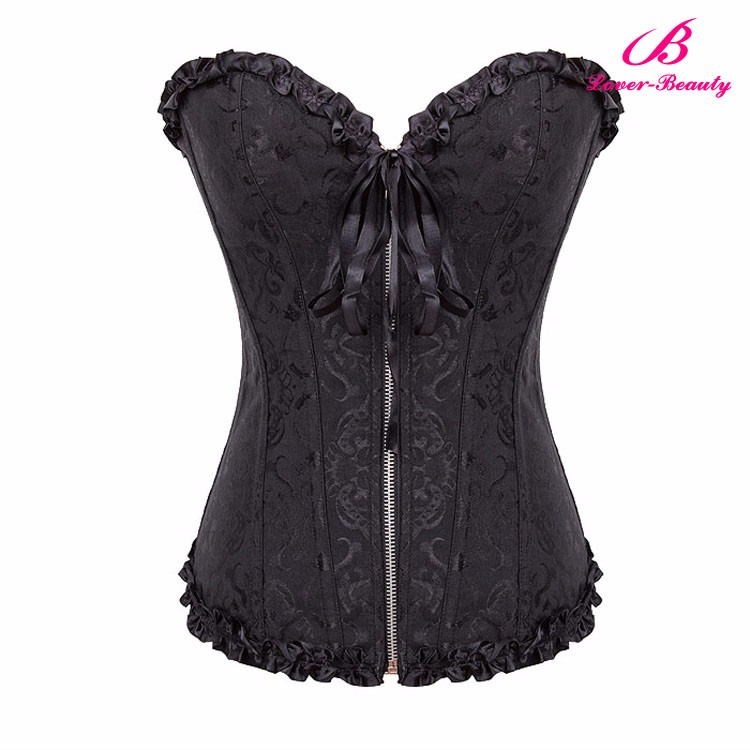 Low Back Zip Up Black Strapless Half Cup Corset Bustier Buy Half Cup