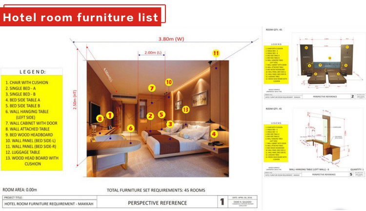 商業ホテル家具寝室木材セット5つ星ホテル家具仕入れ・メーカー・工場