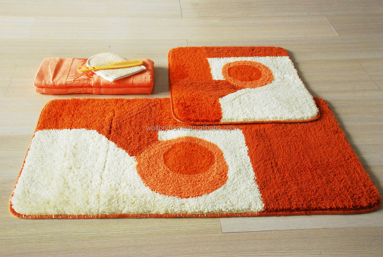 2 stuks wasbaar jacquard acryl badmatten, oranje huis ontwerp ...