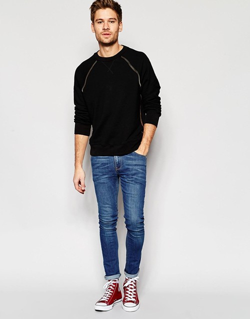 ラグランジップディテールスウェット、黒スウェットシャツ男性、綿sfabric weatshirt仕入れ・メーカー・工場