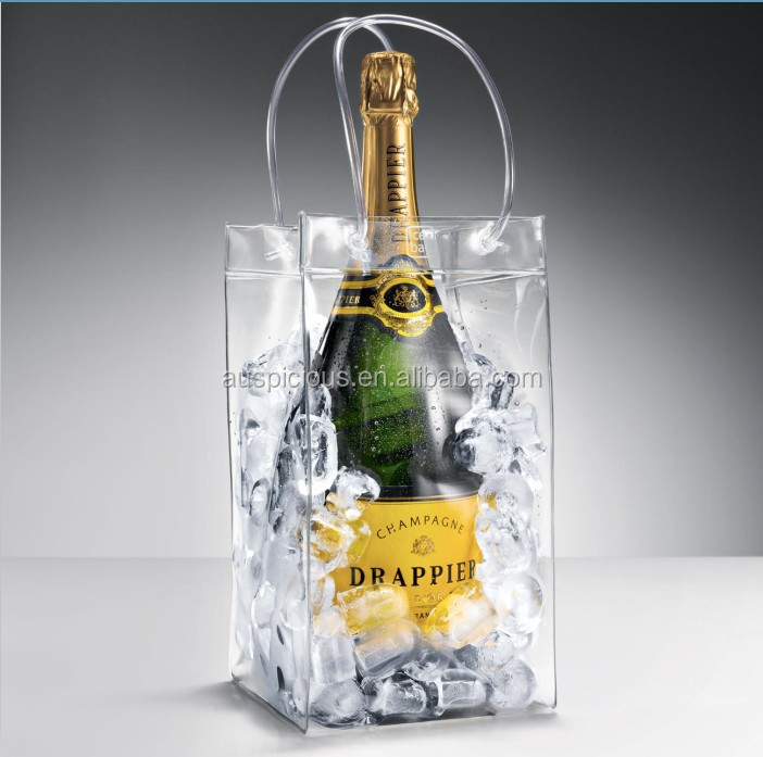 High quality shiny wine cooler plastic bag champagne ice bag