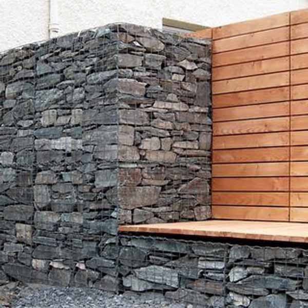 JardÃn, decorado con piedra valla galvanizado recubierto de pvc ...