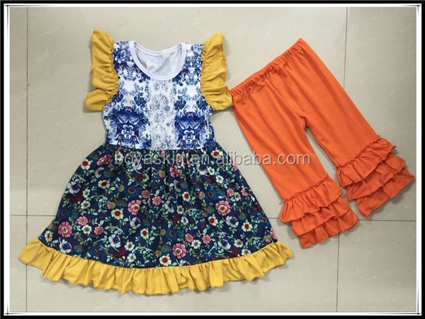 人気アメリカ赤ちゃん向き衣装羽生地フラッタードレスマッチング黒アイシングショーツ服セット羽夏衣装仕入れ・メーカー・工場