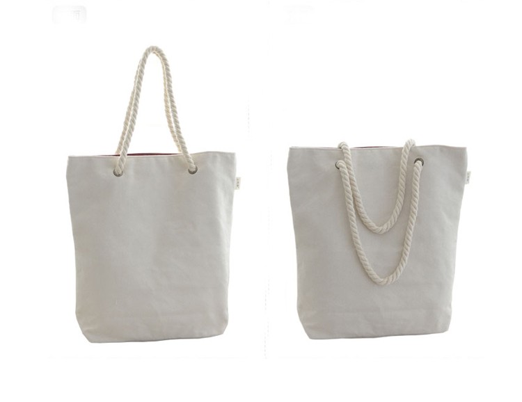 White Cotton Plain Canvas Tote Bag With Rope Handle - Buy Plain Canvas Tote Bag,Cotton Plain ...