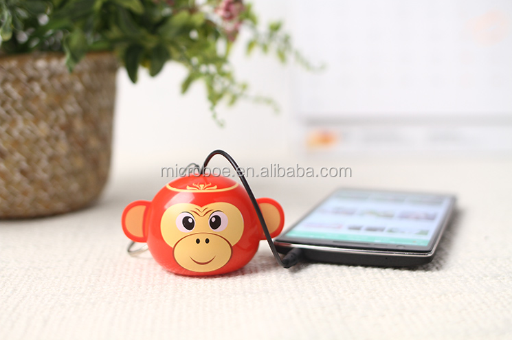 mini wire portable cartoon speaker lucky monkey for mobile