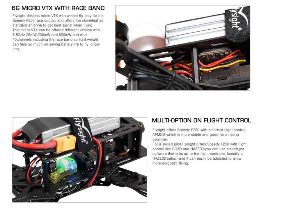 G2834 NEW Flysight Speedy F250 RTF FPV 250 mini race quad, PCB built in 250 drone racer,250 mini quadcopter