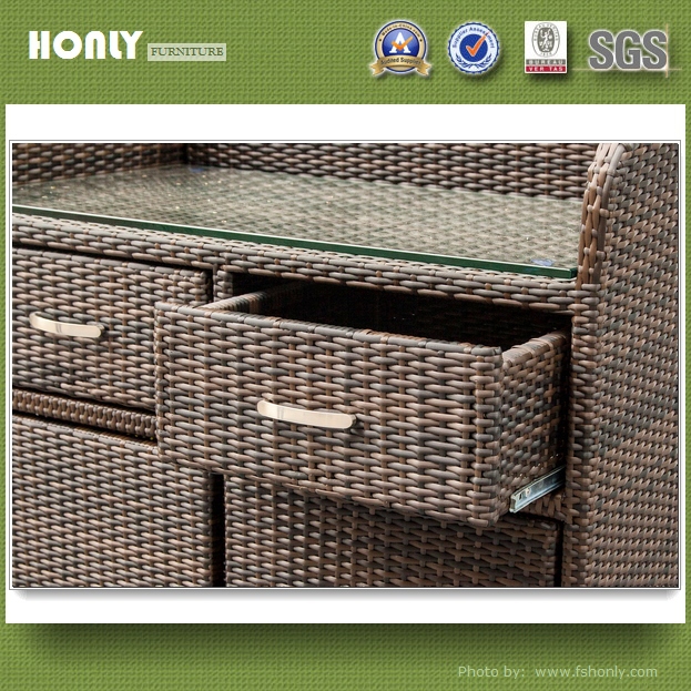 Outdoor multifunctional cushion box design metal rattan cushion box