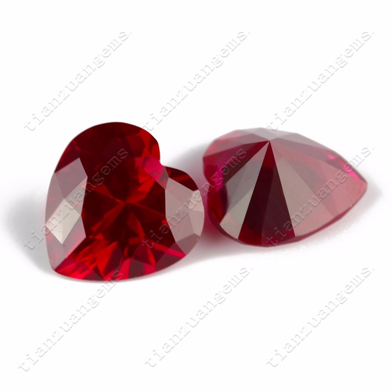 Heart Shape Natura l Cut Synthetic Red Rudy Corundum With Inclusion Inside  Loose Gemstones