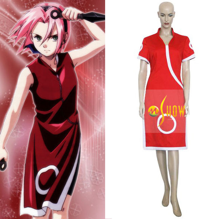 熱い販売のナルト春野サクラ2014年アニメコスプレ衣装販売ハロウィンクリスマスパーティー服カスタム問屋・仕入れ・卸・卸売り