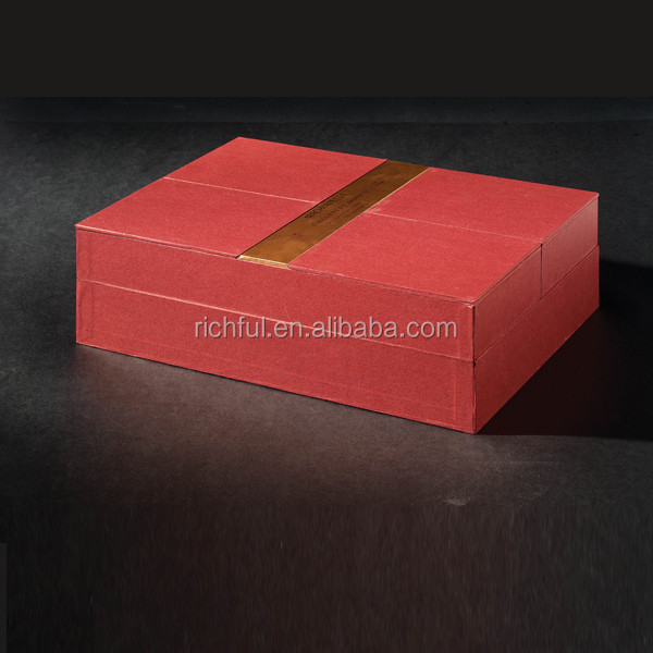 Decorative Square Paper Mooncake Packaging Red Wine Box Offset Printing