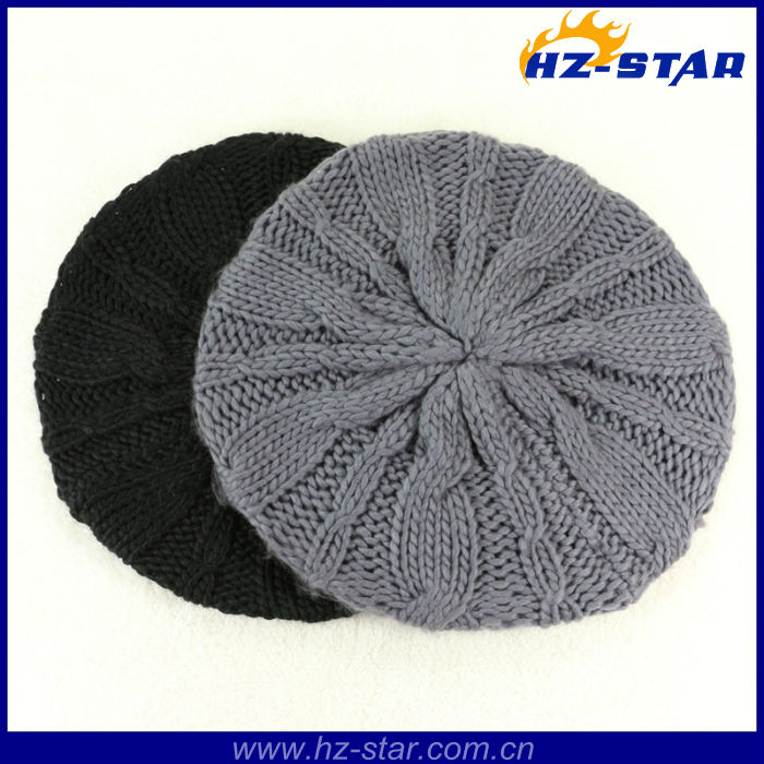 韓国のファッションソリッドリネンhzm-11019024かわいいピンクのハンドニットフリー快適なパターンの魅力の冬のかぎ針編みの冬のベレー帽仕入れ・メーカー・工場