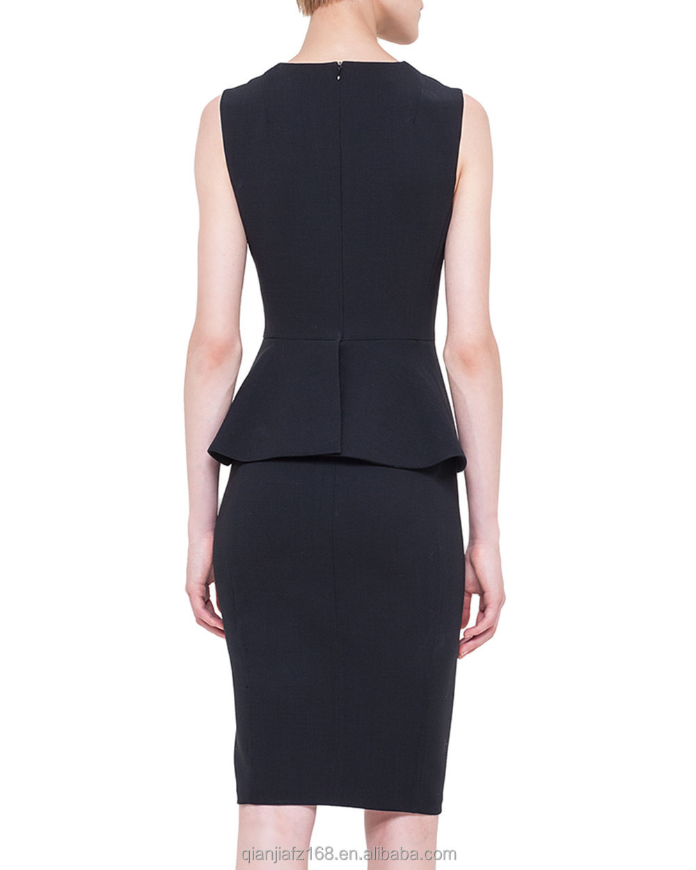 エレガントな女性の非対称- ジッパーpeplumドレス事務服のためのドレスフォーム仕入れ・メーカー・工場