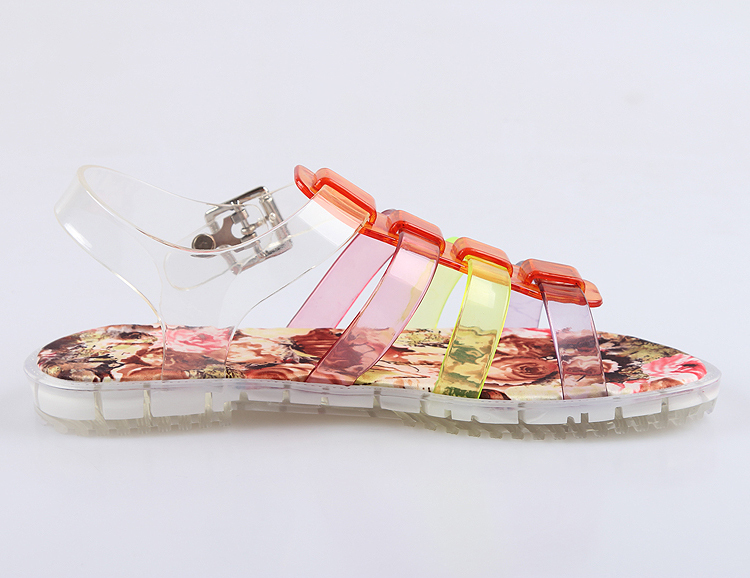 2015新しいデザインカラフルなレディ靴クリスタルフラワーゼリーサンダルpvc靴プラスチック仕入れ・メーカー・工場