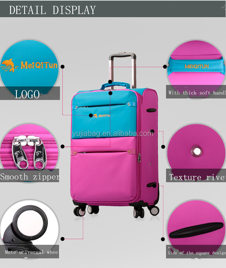 ピンクとブルー360度回転式の車輪の荷物袋のセットで2サイズ仕入れ・メーカー・工場