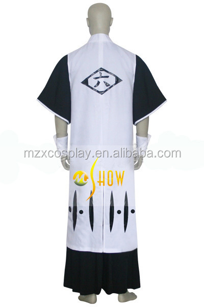 ホット日本の着物衣装アニメブリーチ部門第六·朽木キャプテンbyakuyaコスプレハロウィンの服ドレスの男性問屋・仕入れ・卸・卸売り