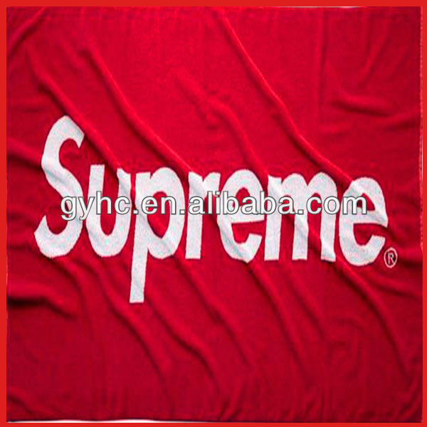 High quality red supreme reactive printing cotton beach towel