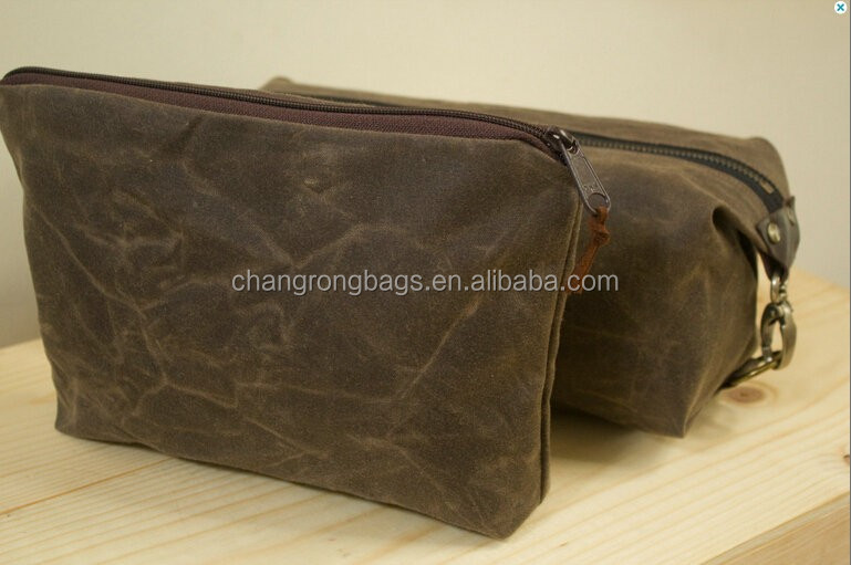 high quality and personalized waxed canvas unisex zippered pouch