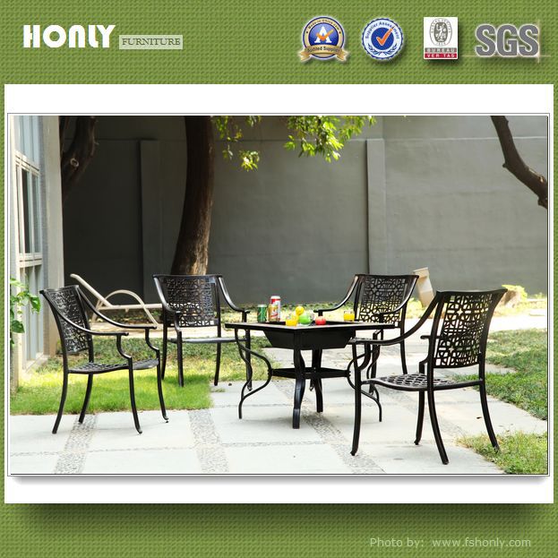 Grill outdoor furniture set aluminum metal furniture table and chairs