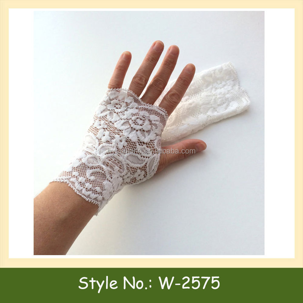 指なし手袋w-2575ハンドメイドのブライダルレースの結婚式のレースの短い手首の手袋仕入れ・メーカー・工場